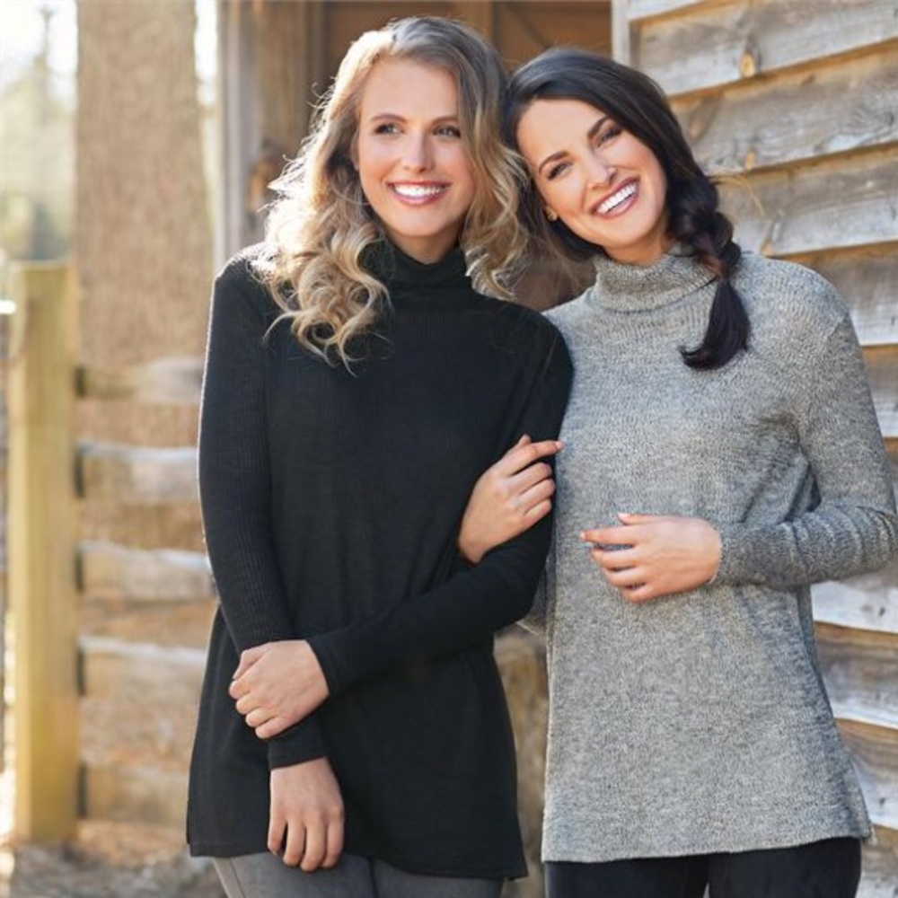 Mud Pie // sz S black knit turtleneck ribbed tunic